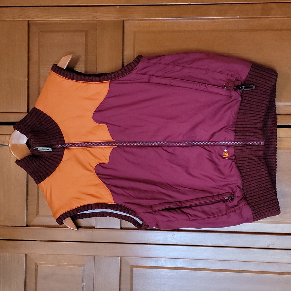 Burton winter vest, Small size, maroon with orange trim